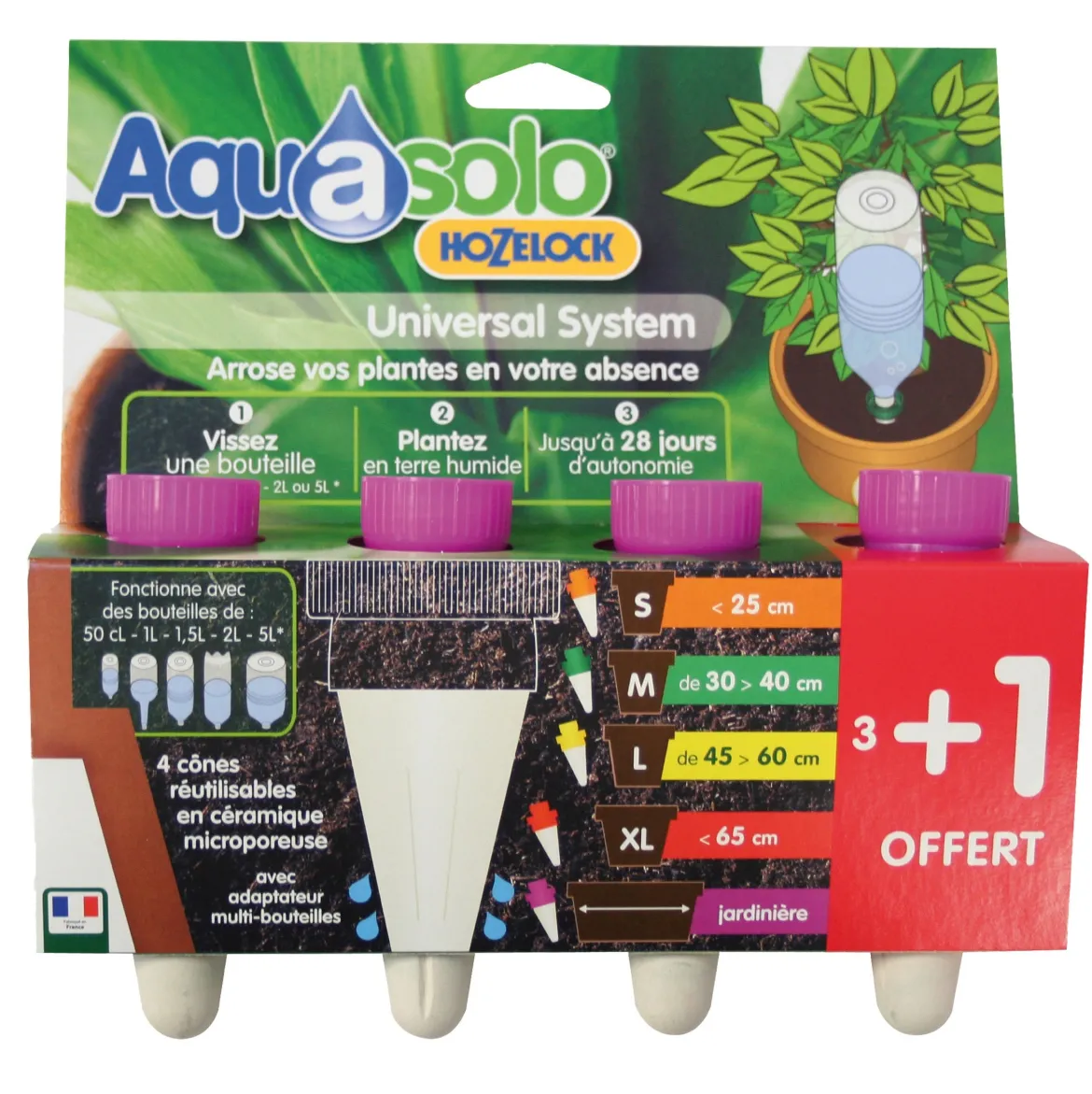 4 Cônes d’arrosage Aquasolo spécial jardinères mauve HOZELOCK - Vos plantes arrosées seules