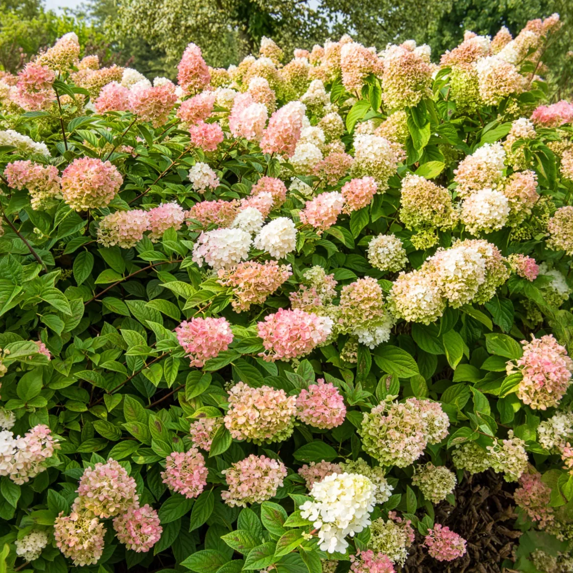 Hortensia paniculé SUNDAE FRAISE® Rensun - Du blanc au rose fraise