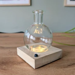 Mini Vase et son support en bois lumineux - Lumière et déco en un geste
