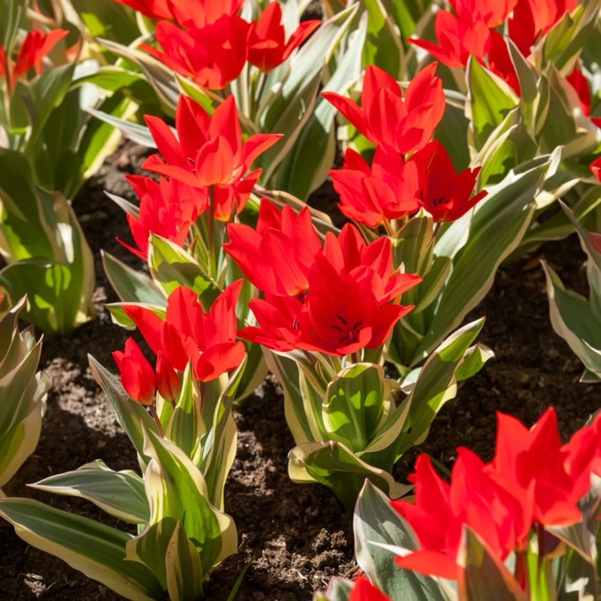 Tulipe Unicum - Le feuillage panaché en plus