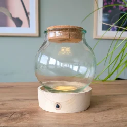 Vase et son support en bois lumineux - La déco qui prend vie