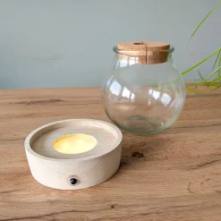 Vase et son support en bois lumineux - La déco qui prend vie