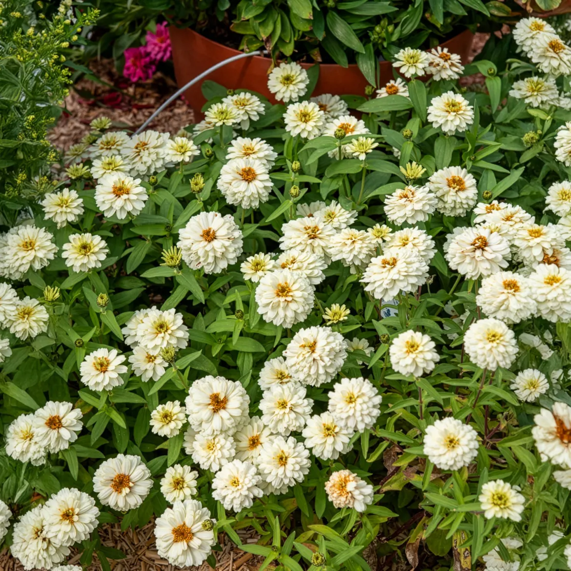 Zinnia Double Blanc - Des bouquets blancs tout l'été